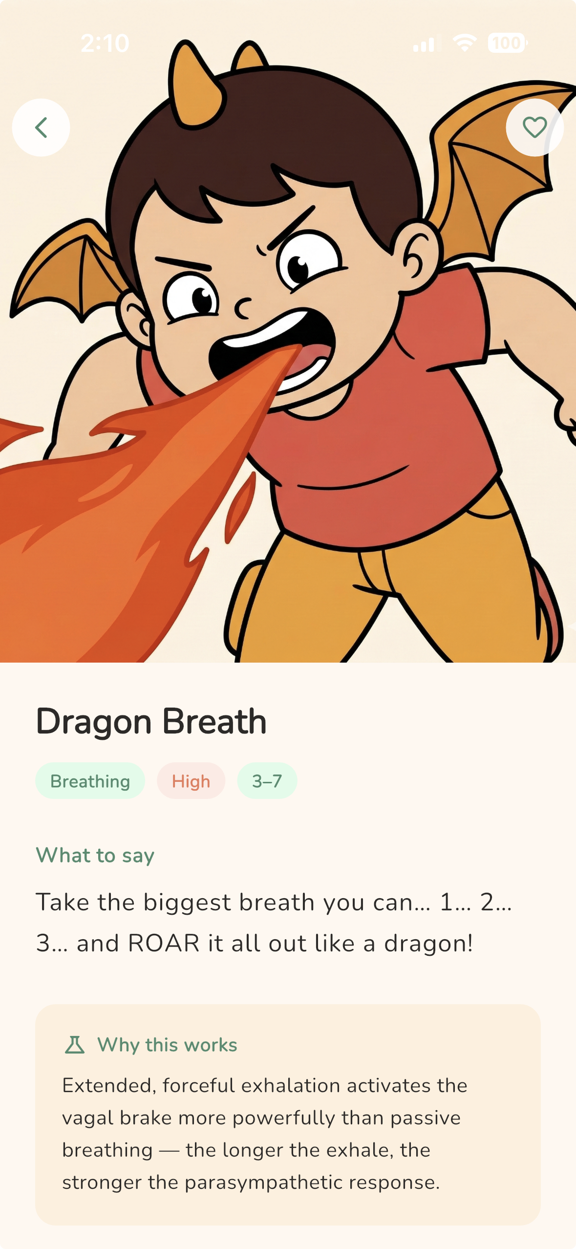 Dragon Breath calming card in LittleAnchor